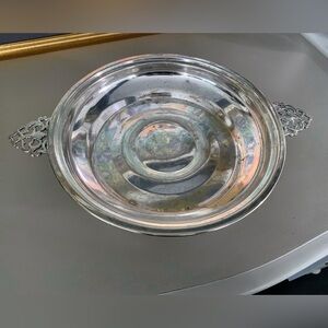 Vintage Silverplate Eales 1779 Footed Double Handled Serving Bowl Centerpiece